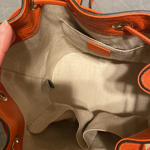Gucci orange monogram canvas bucket crossbody shoulder bag - Picture 8 of 10